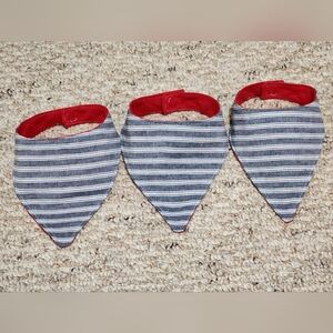 Handmade Blue and White Stripe Bandana Baby Bib Set